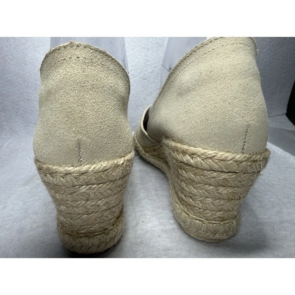 Verbenas Suede Espadrille Wedge Shoes Women 39 US 8 Beige Leather Made Spain